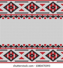 vector knitted seamless pattern with rhombus on a white background