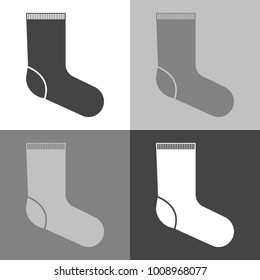 Vector knitted socks icon. Vector wool socks icon set on white-grey-black color