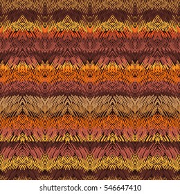 Vector knitting animal fur seamless pattern. Vector zig zag  ornament ethnic background.