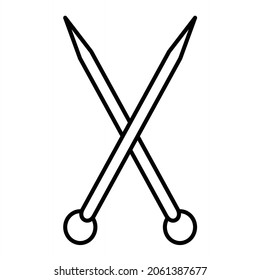 Vector Knitting Needles Outline Icon Design
