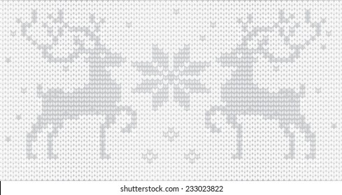 Vector knitting ornament with deer