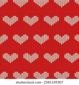 Vector knitting pattern. Love, Valentines Day background. Scandinavian ornament