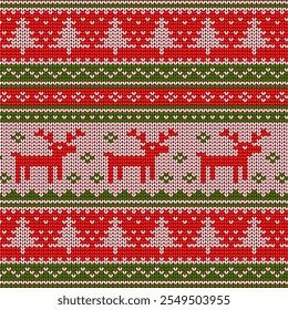Vector knitting pattern. Winter and Christmas background. Scandinavian ornament	
