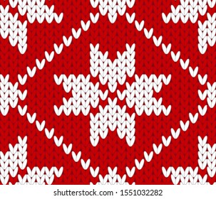 vector knitting seamless background with christmas ornament