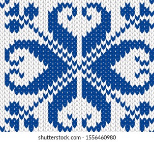 vector knitting seamless background with christmas ornament