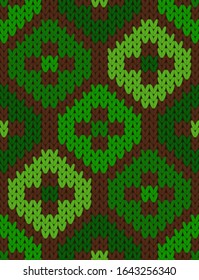 vector knitting seamless background: shamrock pattern