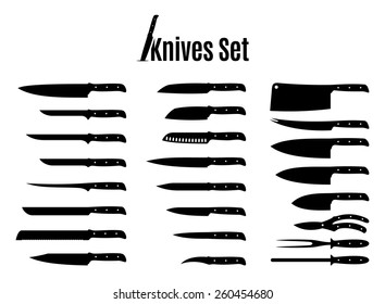 Vector Knives Set Isolated on White