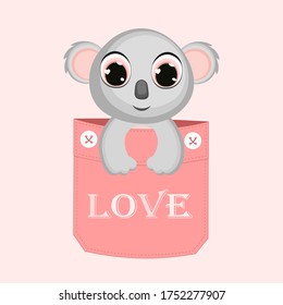 Vector koala on pink  Background.  Can be used for kid's clothing. Use for print, surface design, fashion wear