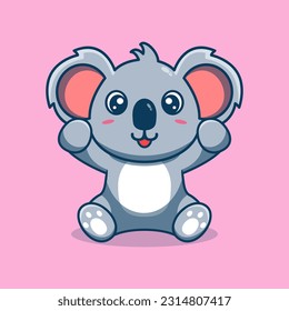 Vector koala sitting excited cute creative kawaii cartoon