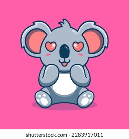 Vector koala sitting shocked cute creative kawaii cartoon mascot