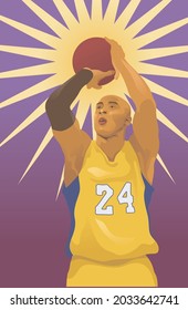 Vector Kobe Bryant With Jump To Heaven. Remember The World Basketball Legend.