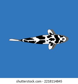 pez koi vector con negro y blanco sobre fondo azul