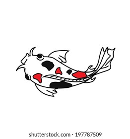 Vector of koi fish with red and black dot