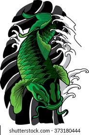 Vector koi fish tattoo. 