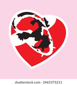 vector koi fish valentine's day, koi carp lover