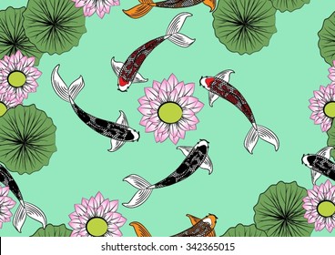 Vector koi seamless for background and text