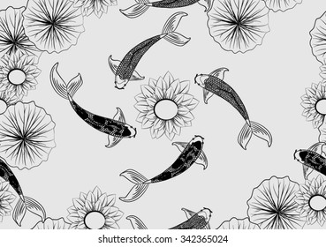 Vector koi seamless for background and text