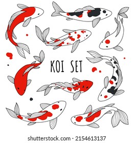 Vector koi set. Hand drawn collection.