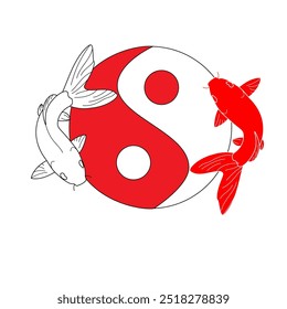 vector of koi and yin and yang fish, good for design
