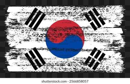Vector Korea flag in grunge style on transparent background
