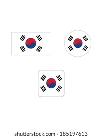 Vector Korean Flag and Icon Set 