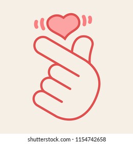 Vector Korean Heart Hand Gesture Symbol