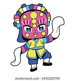 Vector Korean Traditional Dance Hahotal Mask Cartoon Illustration Isolated