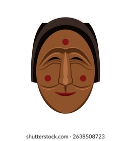 Vector of Korean traditional hahoetal mask, punae or bune (the concubine) mask