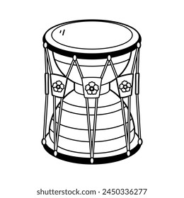 Vector Korean Traditional Musical Janggu drum Cartoon Illustration Isolated