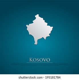 vector Kosovo Map card paper on blue background, high detailed