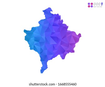 Mosaico de triángulo de polígono colorido del mapa vectorial de Kosovo con fondo blanco. degradado de estilo.