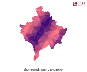 Vector of Kosovo map colorful polygon red triangle mosaic with white background. style gradient.