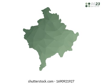 Vector del mapa de Kosovo mosaico triángulo verde polígono con fondo blanco. degradado de estilo.
