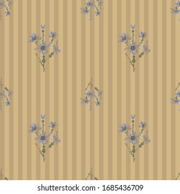 Vector kraft paper seamless background. Wrapping paper with floral ornament