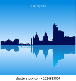 Vector Krasnoyarsk skyline silhouette. Russia