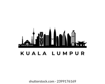 Skyline del vector Kuala Lumpur. Viajar por Kuala Lumpur famosos monumentos. Concepto de negocio y turismo para presentación, banner, sitio web.