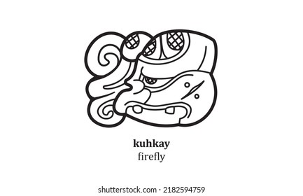 vector kuhkay (firefly) mayan symbol hieroglyphic illustration icon