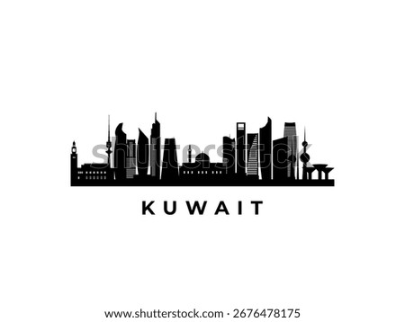 Vector Kuwait skyline. Travel Kuwait famous landmarks. Business and tourism concept for presentation, banner, web site.