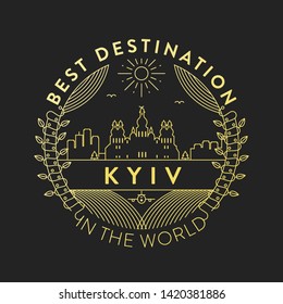 Vector Kyiv City Badge, Linear Style