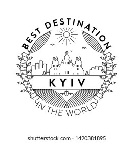 Vector Kyiv City Badge, Linear Style