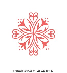 Vector Kyrgyz ornament with heart-like shapes and symmetrical folk motifs. Inspired by nomadic heritage and Central Asian art. Perfect for textile and decor.