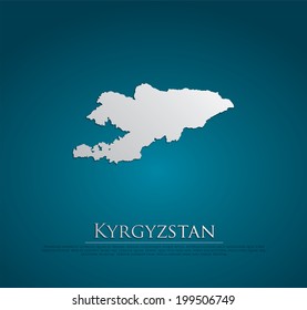 vector Kyrgyzstan Map card paper on blue background, high detailed