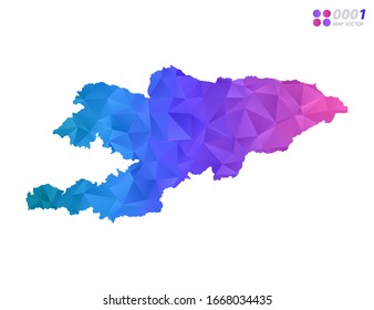 Vector Kirguistán mapea mosaico de triángulo de polígono colorido con fondo blanco. degradado de estilo.