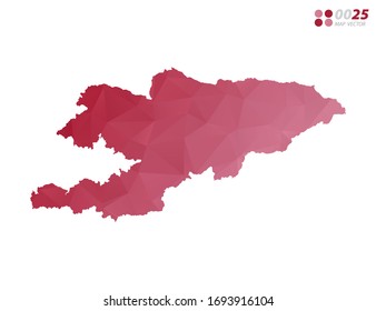 Vector de Kirguistán mapea mosaico de triángulo de polígono rojo con fondo blanco. degradado de estilo.