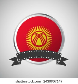 Vector Kyrgyzstan Round Flag Banner Vector Illustration