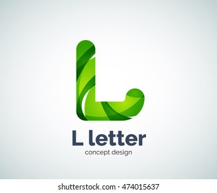 Logotipo de letra del vector L, plantilla de logotipo geométrico abstracto, creada con elementos superpuestos