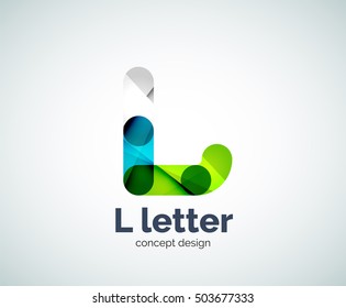 Logotipo de letra del vector L, plantilla de logotipo geométrico abstracto, creada con elementos superpuestos
