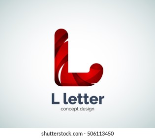 Logotipo de letra del vector L, plantilla de logotipo geométrico abstracto, creada con elementos superpuestos