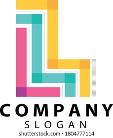 Vector L Logo in Colors Stairs. Company Branding.