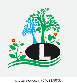 Vektor l Logo l Buchstabenlogo mit Baum